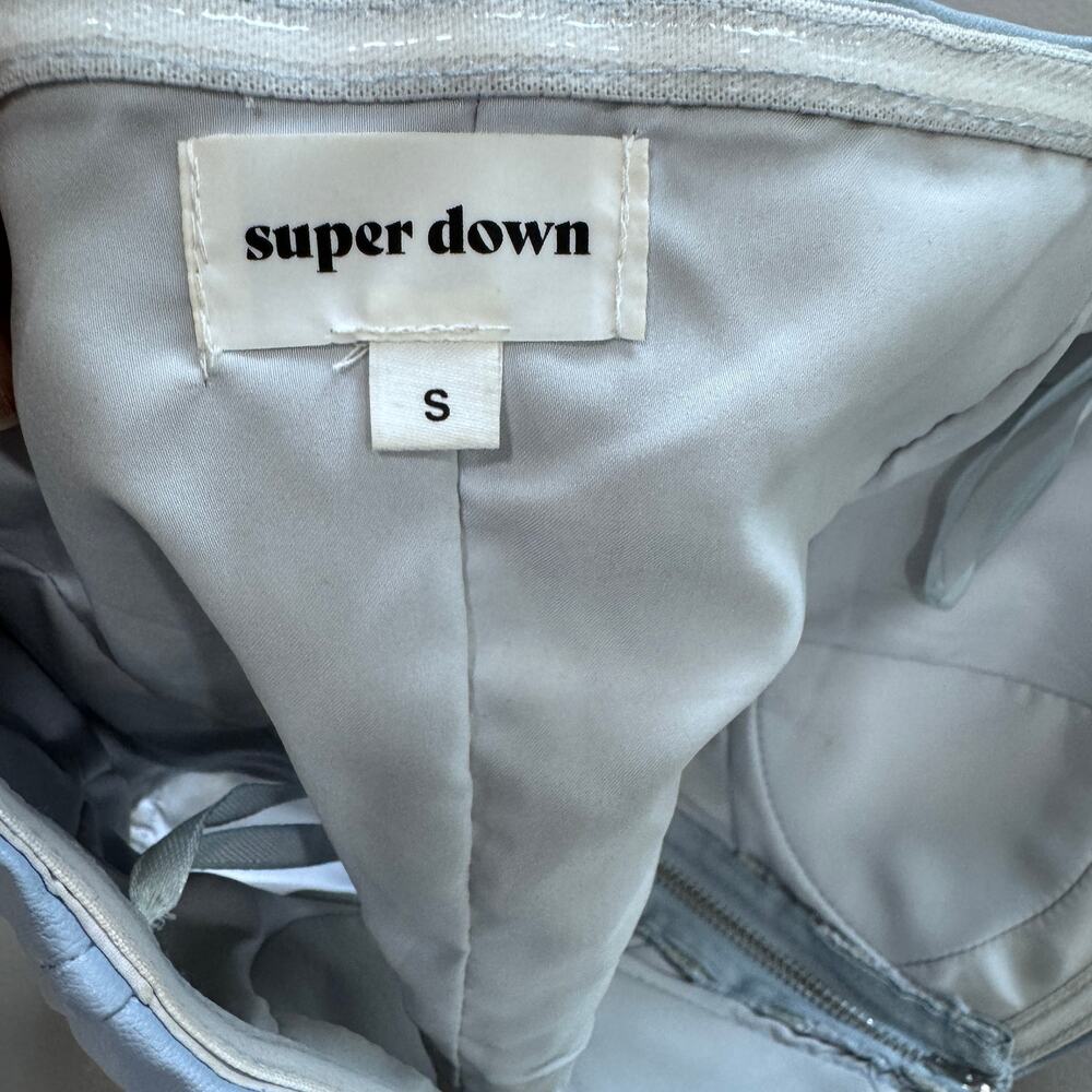Superdown Women's S Light Blue Bustier Zipper Front Top - Picture 4 of 8